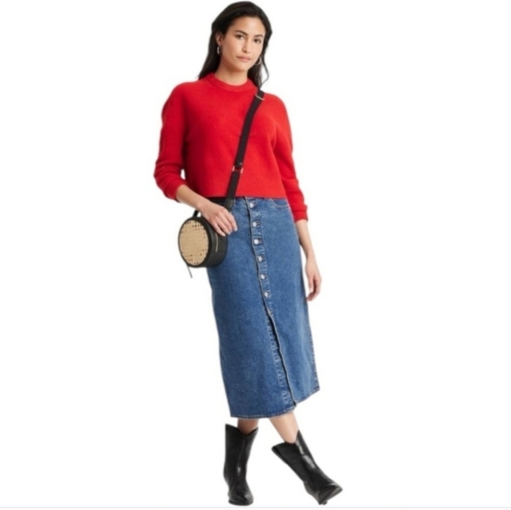 Women's A-Line Midi Denim Skirt - Universal Thread Medium Wash 4 - Picture 2 of 16